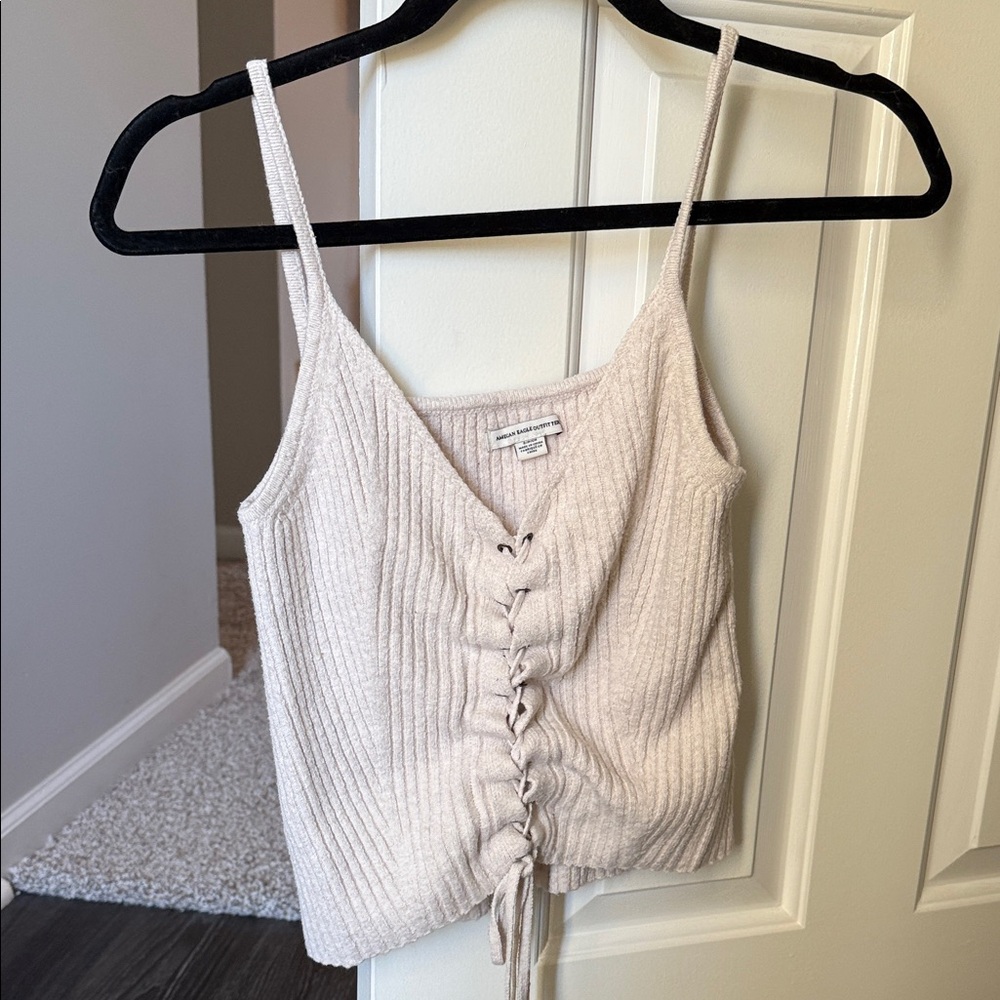 American Eagle Outfitters Cream Lace-Up Camisole